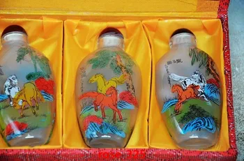 4PCS kinijos viduje vertus, dažymo *8 arklys* stiklo uosti butelis
