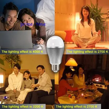 4pcs Mi.lemputė E27 9W Dviguba Balta WW/CW BMT WiFi LED Lemputės Spalva Temp Reguliuoti AC85-265V + 2.4 G, 4-zona, Wireless RF Nuotolinio