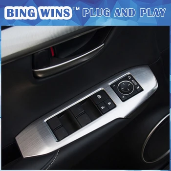 4pcs/set Door Window Switch Lift Cover Botton Panel Trim Car-Styling For LEXUS NX200t NX300h decorate car covers Accessories