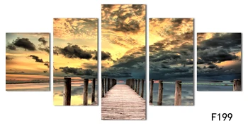 5 gabalas marina sienos meno medinis tiltas, tapybos ant drobės saulėlydžio vandenyno nuotraukas nepakartojama dovana namų puošybai paveiksl