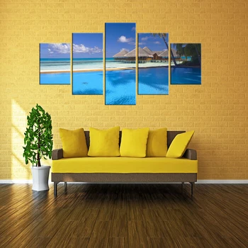 5 Pieces boat Canvas Painting beach Painting On Canvas decoracion beauty Wall Painting Art Wall Picture For Living Room Framed