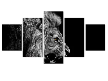 5 pieces / set HD Printed Animal Male Lion Wall Art Painting Canvas Print Room decor print poster Picture Canvas