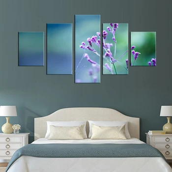5 pieces/set Large HD Printed painting Modern Oceanic printed blue flowers for home Decorative on canvas wall pictures