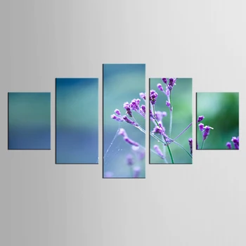 5 pieces/set Large HD Printed painting Modern Oceanic printed blue flowers for home Decorative on canvas wall pictures