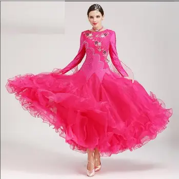 5 Spalvų Mados Raudona Šiuolaikinio šokio kostiumas ilgomis rankovėmis Pramoginių Šokių Suknelė Tango Suknelė