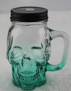 500ML Skaidrios spalvos gradientas 3d stiklo kaukolė puodelis stiklo brendžio snifter viking kaukolė puodelis