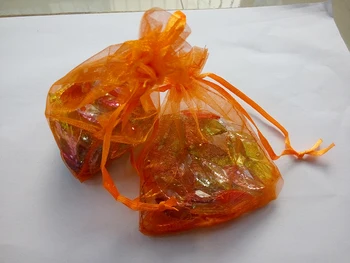 500pcs 10*15 Orange dovanų maišeliai papuošalai/vestuvės/kalėdų/gimtadienio Organza Maišeliai su rankenomis Pakuotės Siūlų krepšys