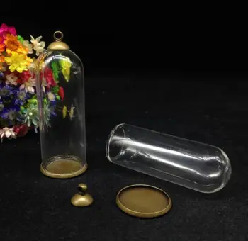 500pcs 50*18mm didmeninė bell jar vamzdelio formos stiklo buteliukas pakabukas su sidabro/bronzos, padengtą klasikinis lovelis bžūp 