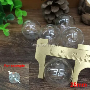 500pcs/daug 4 dydis 16/20/25/30mm turas stiklo pasaulyje burbulas su 3mm doulbe skylę, stiklo buteliukas stiklinis butelis papuošalai išvados tiekimo