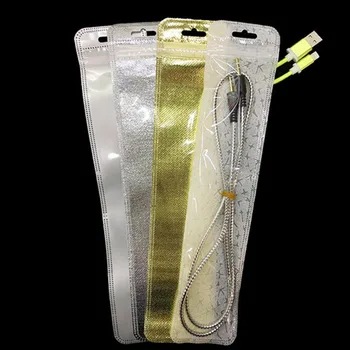 500pcs/lot 6*27.5 cm Plastikiniai Aišku, Aukso Ziplock Savarankiškai Antspaudas Saugojimo Krepšys Žiūrėti USB Kabelis Įvairenybės Pakuotės Maišelis ZA4171