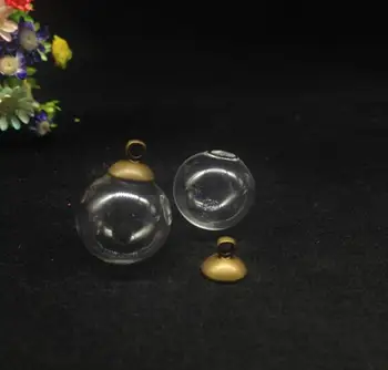50pcs 16mm stiklo pasaulyje burbulas su karoliukais bžūp nustatyti, stiklo buteliukas pakabukas reikmenys, stiklinis dangtis dome butelis mados žavesio karoliai