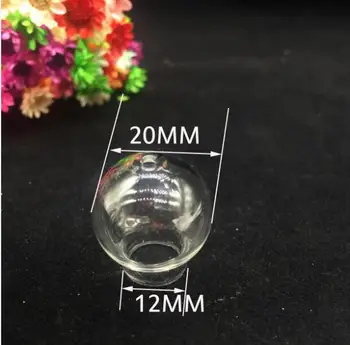 50pcs 20*12mm Skaidraus stiklo pasaulyje burbulas skylę kamuolys Stiklo butelio dangtelį tuščias buteliukas pakabukas 