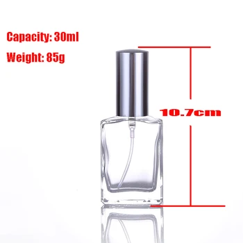 50pcs 30ML madingi nešiojamieji didelės baltos spalvos skaidraus stiklo kvepalų buteliuke su aliuminio purkštukai tuščias kosmetikos atveju kelionės