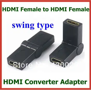 50pcs Auksą, Sidabrą, HDMI Female HDMI Moterų Konverteris Adapteris Swing 