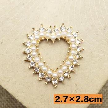50pcs/daug Bling Širdies perlų Mygtukai Gėlių Centras Dekoratyvinių Perlų kalnų krištolas Mygtukus, Skirtus Kūdikių Plaukų Aksesuarai