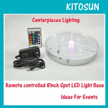 50pcs/Daug Kitosun 8inch Įkrovimo Puošmena Šviesos pagrindas RGBW Multicolors LED Po Vaza Šviesos pagrindas su Nuotolinio valdymo pultelis