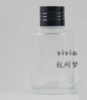 50pcs didmeninė 125 ml stiklas skaidrus losjonas butelis su juodu užsukamu , tuščias 125 ml stiklo kosmetikos konteinerių skystas kremas