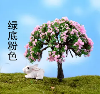 50pcs Miniatiūriniai Plastikinė Rožinė+greenFlowers Medžiai, Namų Dekoro Bonsai Amatų Sodo Ornamentas, Papuošimas Augalų Dizaino-12