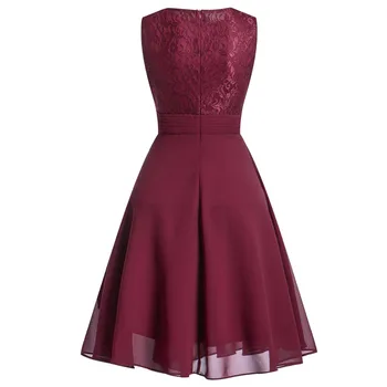 50s vintage suknelė moterims-line nėrinių lankas kelio ilgio šifono kratinys be rankovių elegantiška vintage suknelė 2018 prom baigimo