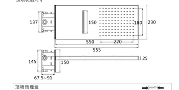 550X230mm Žalvario Aikštėje Lubų Musonas termostatiniai dušo vožtuvo Europos stilių-sienos montuojamas potinkinė dušo komplektas 8001-3A