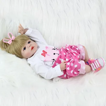 55cm Full Body Silikono Reborn Baby Lėlės Žaislas 22inch Naujagimių Princesė Bamblys Babie Gyva Lėlė Cute Girl Brinquedos Bonecas