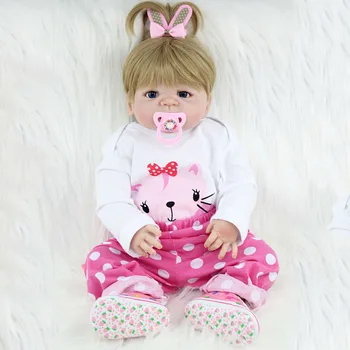 55cm Full Body Silikono Reborn Baby Lėlės Žaislas 22inch Naujagimių Princesė Bamblys Babie Gyva Lėlė Cute Girl Brinquedos Bonecas