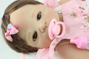 57CM viso Kūno Silikono Lėlės Reborn Victoria Naujagimiui Lėlės, Žaislai BeBe Atgimę Žaislai Gyvas Kūdikis Bonecas Brinquedos