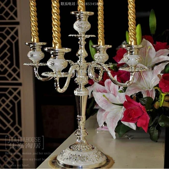 5arm šviestuvai sidabro šviestuvai kalėdų žvakės sidabro žvakidės metaliniai žvakių laikikliai vestuvių namų dekoro ZT2028sw