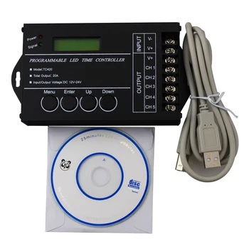 5CH * 4A 12V-24V programuojamas nuotolinio valdymo metu valdiklis RGB led juostelės USB kabelis commen anodo laikmatis dimeris