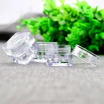 5G 5ML TranSparent Acrylic Cream Jar, Square Empty Skin Care Eye Cream Box, Cosmetic Crystal Packing Bottle, 100pcs/Lot