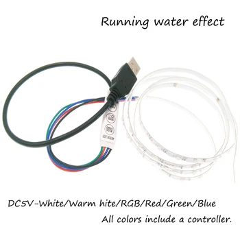 5V USB LED šviesos juostelės SMD1206 1m Tekančio vandens poveikis Lanksti led Juostelė Šviesos TV Fono/automobilių nuoma modelio apdaila