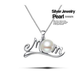 5vnt/daug MOM169 925 Sterlingas sidabro karoliai, perlų pakabukas mamai dovana