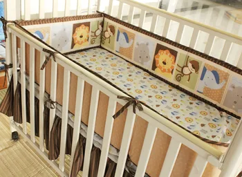 5vnt Siuvinėjimo kūdikių patalynės komplektai, lovelę patalynės komplektas, Baby Cot Patalynės Komplektai Už Cot,Kūdikių Bamperis Nustatyti ,apima (4bumper+lova padengti)