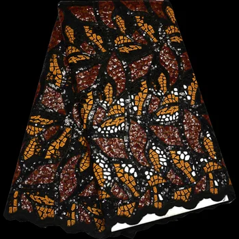 (5yards/vnt) Aukščiausios kokybės Afrikos organza nėrinių audinys su spindi raudona blizgučiai siuvinėjimas už vestuves suknelė OP41