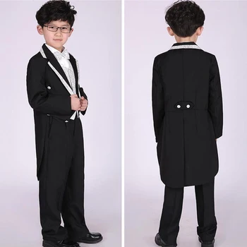6 pieces Children's swallow-tailed coat Boys Tuxedo Suit Boys Wedding dancing costumes Clothes Children Ballroom Stage wear