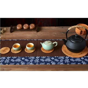 6 Vnt. /Daug Puer Arbatos Įrankiai Rotango taurės virdulys padėkliukai nustatyti lentelės vietą, mat derlius turas placemats arbatos dėklas Teaware gerti miestelyje