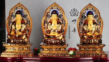 65 CM DIDELIS--OFFICE HOME efektyvių Sveikatos Apsaugos paveikslas Buda# Budizmas Pašvenčia Buda 24K gilding žalvario statula
