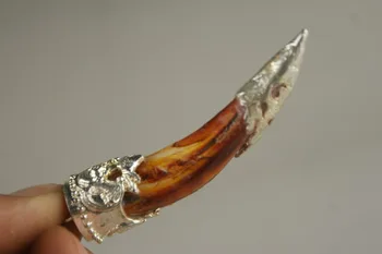 6cm/ šernų dantų sidabro Inkrustacijos Pakabukas,Exorcise piktųjų dvasių Amuletas Pakabukas