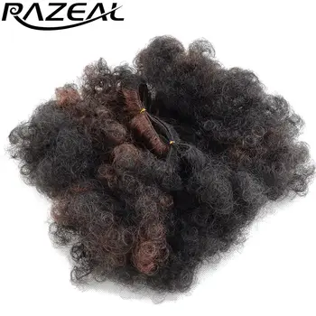 6Packs Razeal 6inch Afro Keistą Garbanotas Plaukų Audimo Sintetinių Plaukų priauginimas Nėrimo Plaukų Ataudų, Juoda 100g/Pak Aukštos Temperatūros