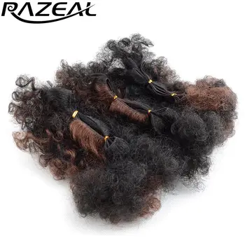 6Packs Razeal 6inch Afro Keistą Garbanotas Plaukų Audimo Sintetinių Plaukų priauginimas Nėrimo Plaukų Ataudų, Juoda 100g/Pak Aukštos Temperatūros