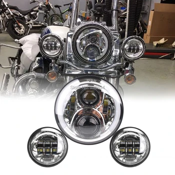 7 Colių LED Apvalus Projektorius Daymaker priekinis žibintas Hi/Low Halo H4 Pacios 4.5 Colių LED Artimųjų Žibintų Harley Davidson Softail Slim
