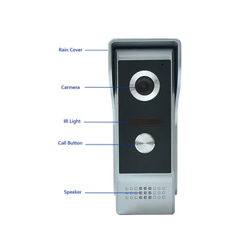 7 colių vaizdo domofonas sistema aliuminio lydinio spalvoto vaizdo durų telefonu skambinti doorphones rinkinys, 1 LCD Ekranas 1 IR Fotoaparatą, namų