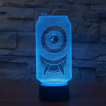 7 Spalvų Atmosfera Stalo Lempa Naktiniai 3D Akrilo Kietas Skardinės Formos LED naktinė lempa Luminarias Vaikams Dovanos Dekoro Miego Šviesos Šviestuvas