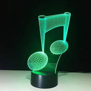 7 Spalvų Kaita LED Lemputė USB 3D Luminaria Muzikos Pastaba Naktį Šviesos Kūdikio Lovos Miega Stalo Lempa Namų Dekoro Muzikos Mėgėjams