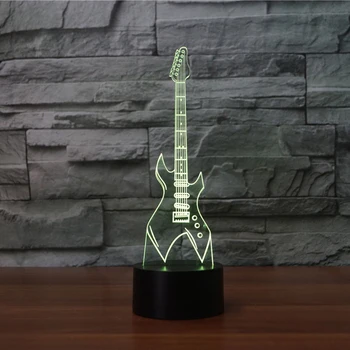 7 Spalvų Keitimas 3D Stalo Lempa LED elektrine Gitara, Muzikos Instrumentai Naktį Šviesos USB Miegamojo Apšvietimas, Namų Dekoro Muzikos Dovanos