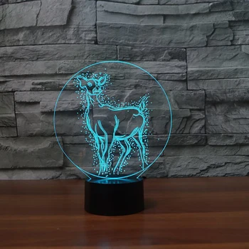 7 Spalvų Nakties Šviesos Naktiniai 3D Mielas Gyvūnų Elnias LED Stalo Lempa Kūdikių Miego Apšvietimo Vaikams, Naujų Metų Patronus Šviesos Rungtynių Dekoras