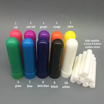70Sets/daug spalvotų tuščią nosies aromaterapija inhaliatoriai, uždaras nosies inhaliatoriumi, lazdos eterinis aliejus (51mm medvilnės dagtis)