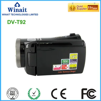 720P hd 30fps digital video camera HDV-T92 dual solar charging 8x digital zoom digital video camcorder