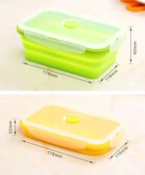 750ml Silikono Išardomas Nešiojamas Maisto Langelį Dubenį Bento Dėžučių Lankstymo Maisto Saugojimo Konteineris Lunchbox Lauko Kelionės