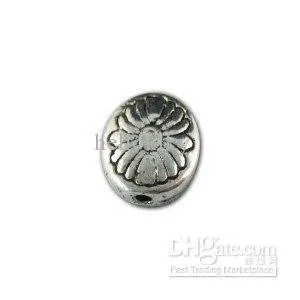 750pcs Tibeto sidabro gėlė ovalo formos karoliukai, metalinės A10833